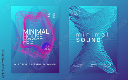 Techno Banner. Party Background. Night Club Trance Template. Concert Invite. Pink Dance Design. Electronic Disco Illustration. Green Sound Set. Violet Techno Banner