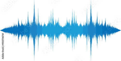 Blue Symmetrical Waveform Illustration Depicting Audio Signal, Sound Visualization, Frequency Pattern, Abstract Music Design, and Modern Graphic Concept