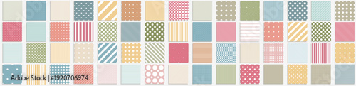 Collection of bright colorful geometric seamless patterns. Simple dotted and striped textures - repeatable unusual minimalistic backgrounds. Textile endless prints