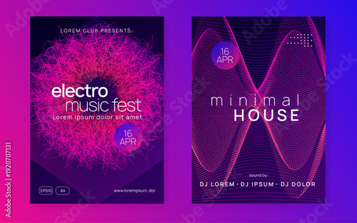 Edm Set. Green Party Design. Night Club Festival Graphic. Music Magazine. Blue Dj Banner. Electro Cover. Electronic Audio Illustration. Pink Edm Set
