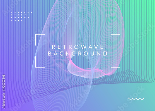 Sound Design. Edm Background. Blue Techno Set. Concert Vector. Green Discotheque Event. Soundwave Disco Invitation. Dj Trance Graphic. Pink Sound Design