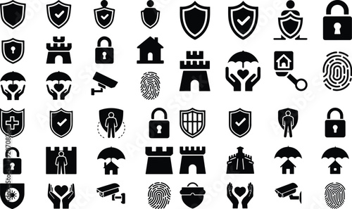 Legal Justice Law Protection Icon Set Law Firm Justice Symbol Vector Pack