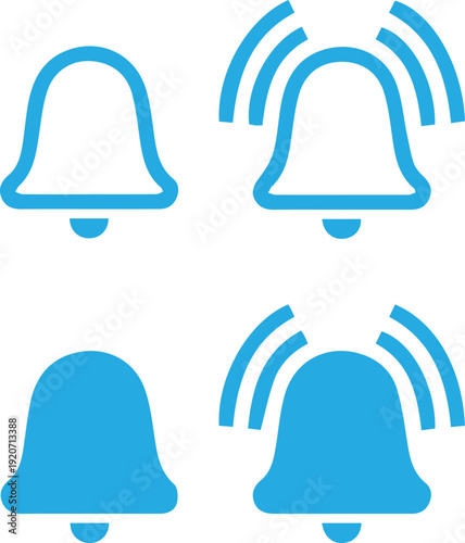 Notification bell icons set