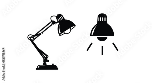 Two desk lamps illuminating a striking black silhouette