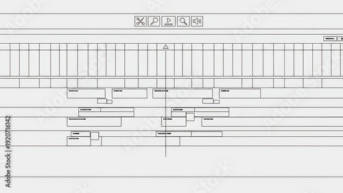 Digital Timeline Interface, Video Editing Software, Project Management, Digital Workflow