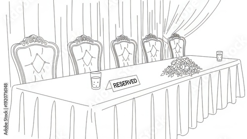 Elegant Reserved Table with Chairs and Floral Arrangement