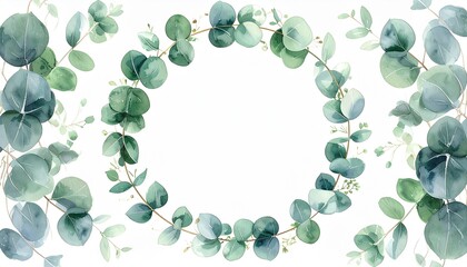 Eucalyptus leaves green wreath border frame 1.