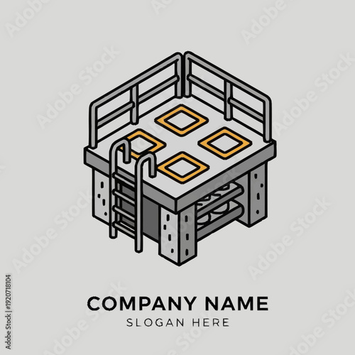 Industrial Platform with Metal Fencing and Gates.