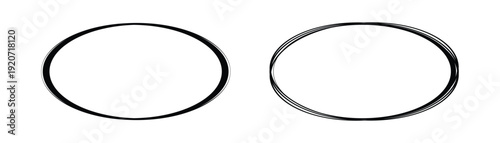 Oval shape icon collection in dual styles PNG isolated, simple geometric symbol set on white and transparent background vector illustration