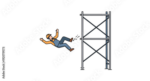 Construction worker falling off scaffolding accident.