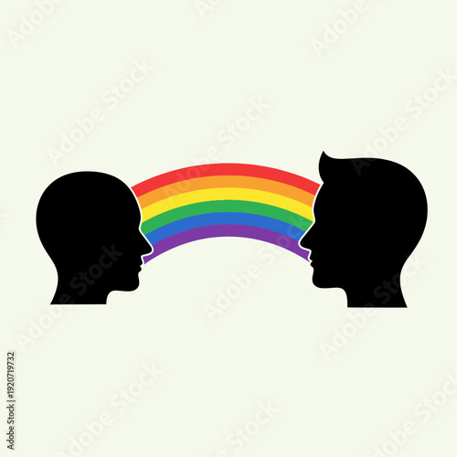 Silhouettes of People Sharing Rainbow.