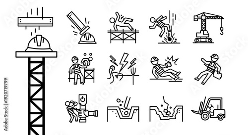 Construction workers performing various tasks on site.