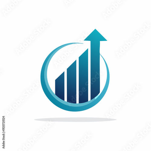Blue financial growth chart icon on a white background