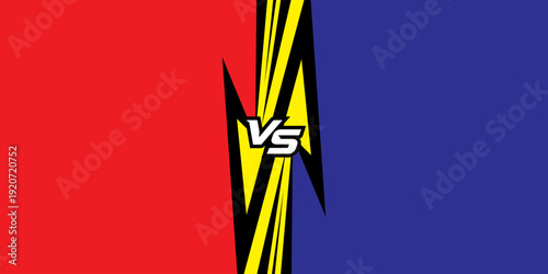vs fight scene. Versus background with red and blue color parts. Duel poster with simple design