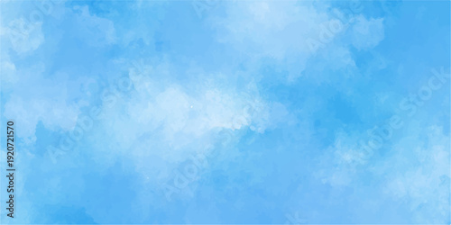 Light blue watercolor background with soft white clouds and ethereal painted splash texture. artistic brush strokes create a dreamy, cloud-like effect with a bright white center