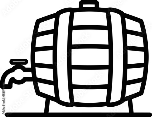 A black and white drawing of a wooden barrel