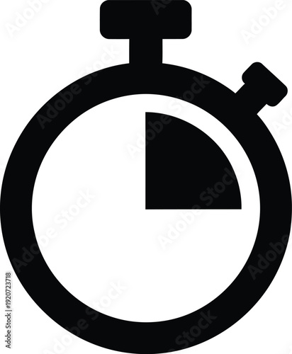 Black stopwatch icon isolated on transparent background