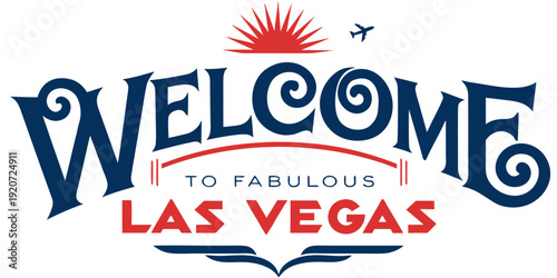 Welcome to Las Vegas Sign Illustration – Iconic Retro Vector Design | USA US U.S. United States Travel Banner, Card & Flyer Graphic