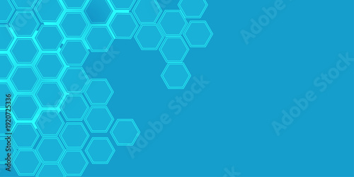 An abstract blue background featuring a futuristic geometric pattern of 3d hexagons creates a digital vector texture for modern business and technology web design