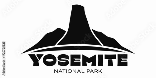 Yosemite National Park Logo Illustration – Modern Mountain Emblem Vector Art | USA US U.S. United States Outdoor Travel Design