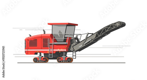 Heavy Road Milling Machine Construction Equipment Illustration