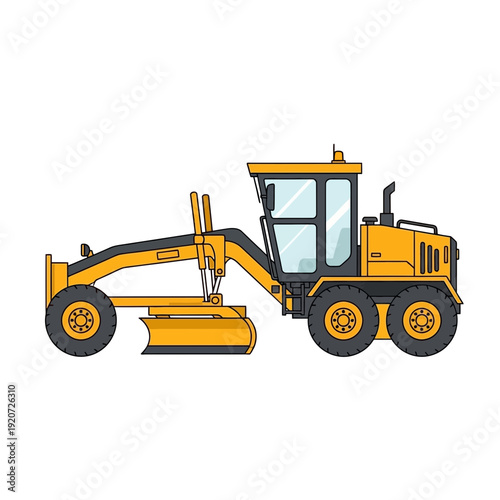 Heavy Yellow Grader Machine Ready For Road Construction And Earthmoving Tasks