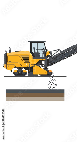 Heavy Yellow Paving Machine Removing Asphalt for Road Construction Projects