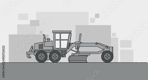 Illustration Of A Grader Machine For Road Construction And Maintenance Projects
