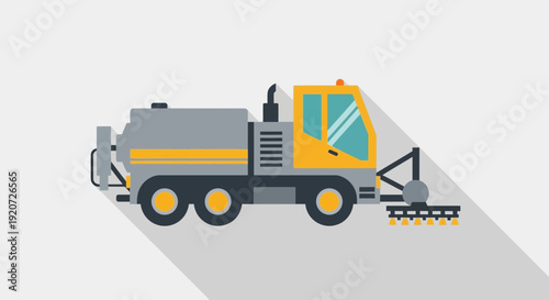 Illustration of a Street Sweeper Vehicle For Urban Maintenance
