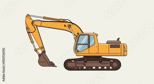 Illustration Of A Yellow Excavator On A White Background