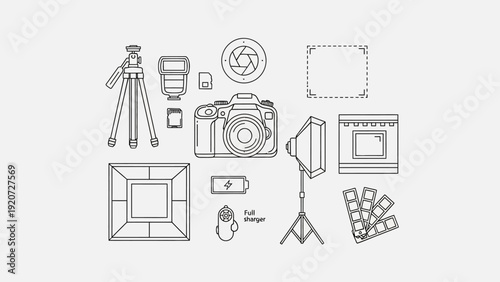 Set of icons for photography and videography equipment