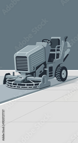 Industrial Concrete Polishing Machine In Action On A Flat Surface