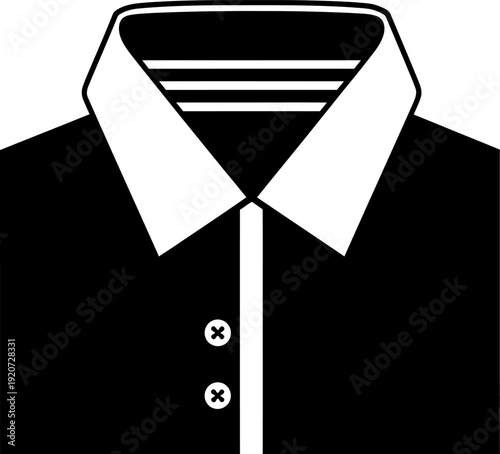 A black dress shirt with a white collar