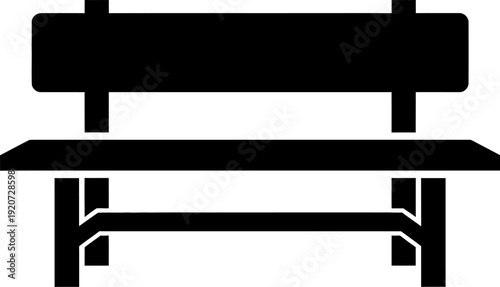 A black silhouette of a bench with backrest