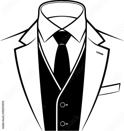 Formal men's wear illustration with suit and tie