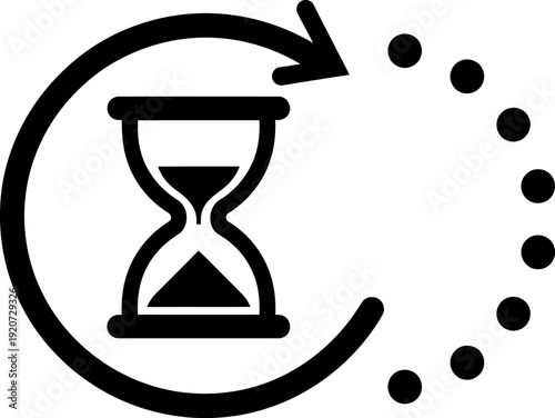 Hourglass with circular arrow and dots icon design