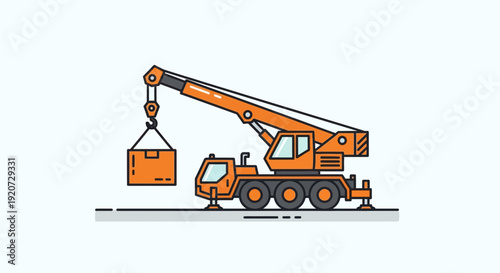 Industrial Crane Lifting Cargo Box Vector Illustration Icon
