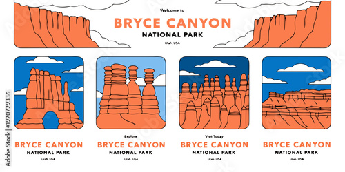 USA, US, U.S, United States - Yellowstone Old Faithful Poster – Bold Geyser Eruption Art Featuring Iconic National Park Landmark in Modern Red and Blue Graphic Style
