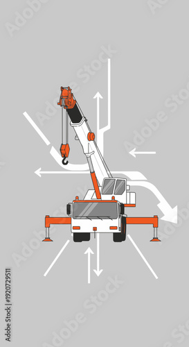 Industrial Crane Operation Diagram With Movement Arrows