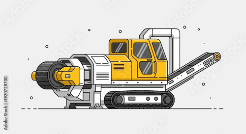 Industrial Crusher Machine Construction Equipment Vector Illustration