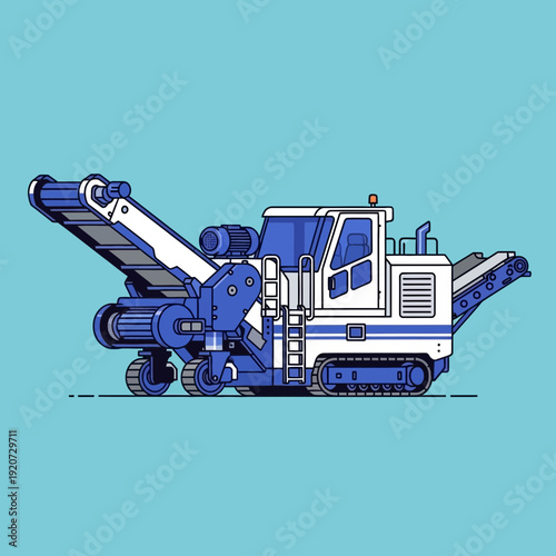 Industrial Crusher Machine Detailed Illustration For Construction And Mining Projects