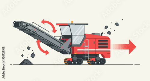 Industrial Crushing Machine Processing Materials On Construction Site