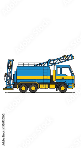 Industrial Drilling Rig Truck Machinery And Construction Equipment Illustration