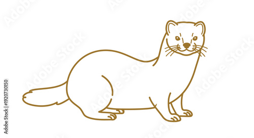 Minimalist Weasel Line Art Illustration Design on White Background