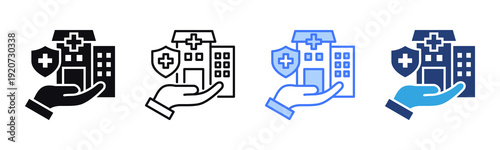 Hospital Facility icon sheet multiple style collection