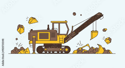 Industrial Excavator Machine Digging Up Resources
