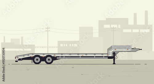Industrial Flatbed Trailer Transportation Industry Heavy Machinery Logistics Transport