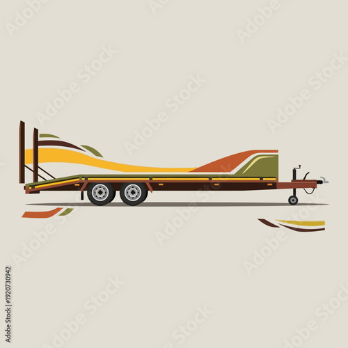 Industrial Flatbed Trailer Vector Art For Heavy Haulage