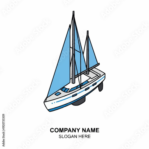 Sailboat logo design template for company branding and identity.