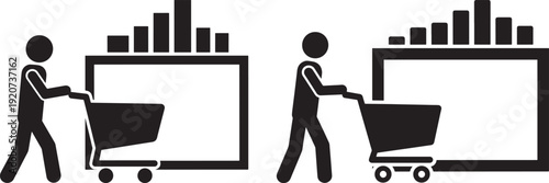 Shopping cart icons with bar chart